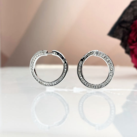 Eternal Radiance Baguette Hoops – Italian 92.5 Silver Elegance