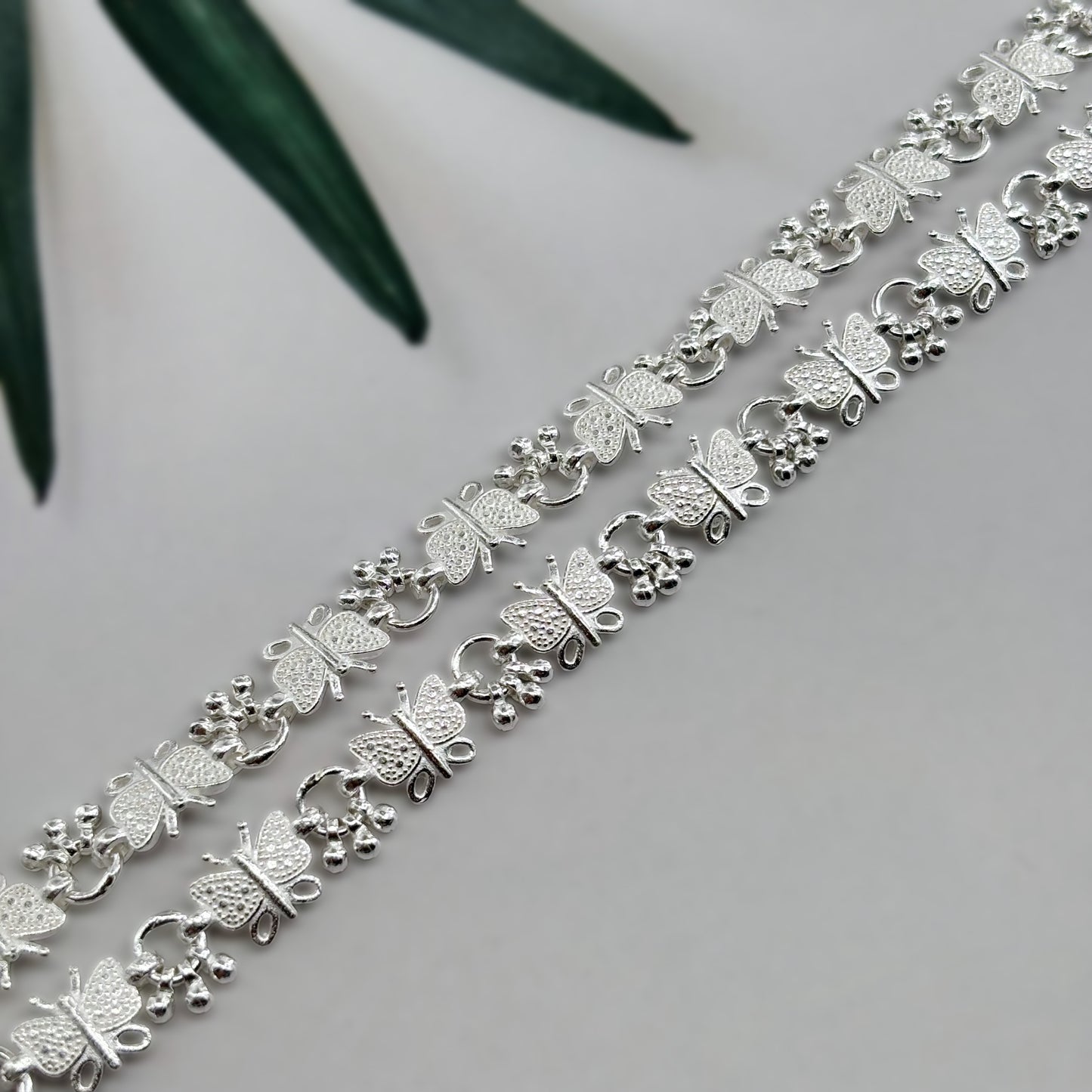 Butterfly Design Silver Anklet