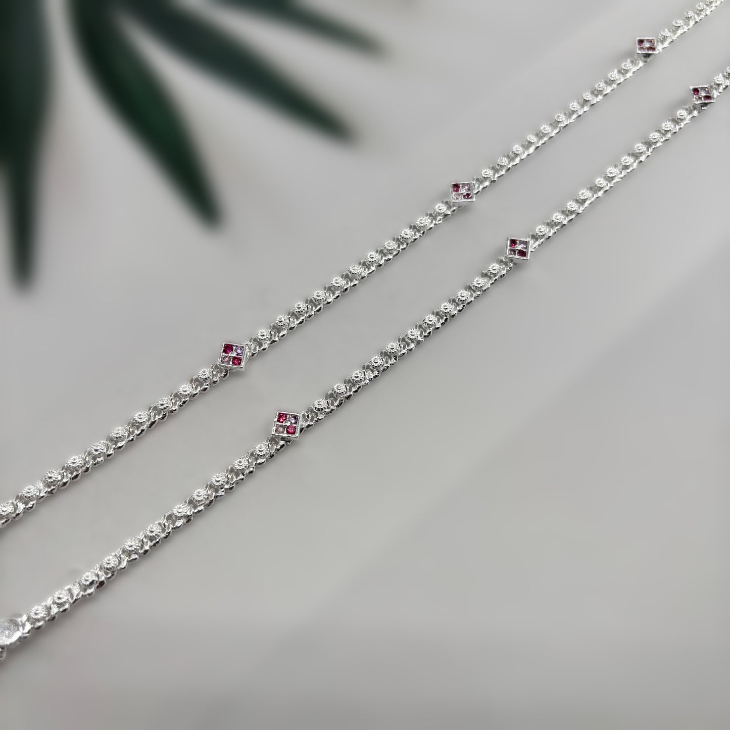 Elegant Silver Payal with Stone Accents