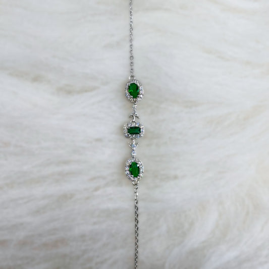 Imperial Emerald Trilogy Bracelet in Italian 92.5 Silver