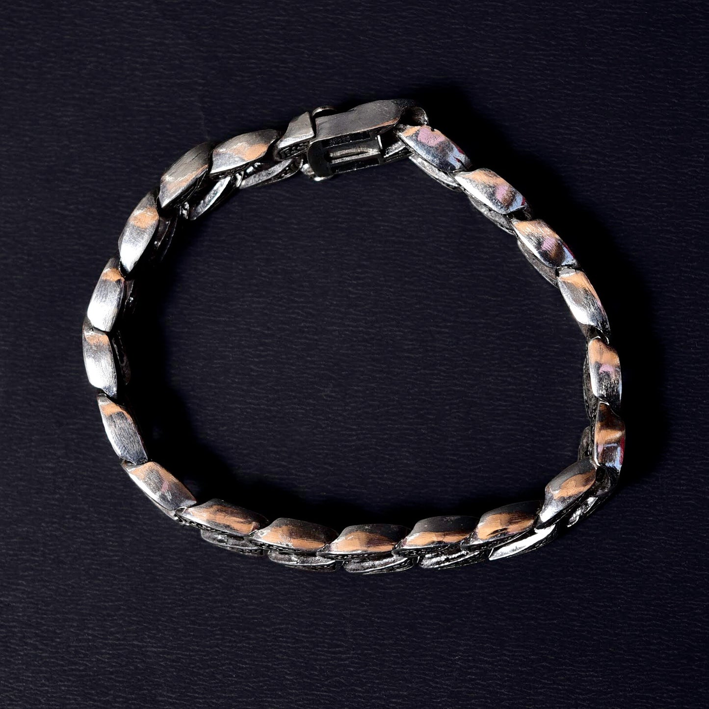 Silver Oxidised Cuban Link Bracelet