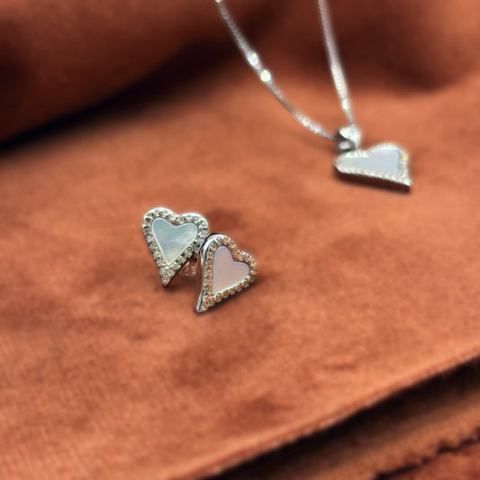 Elegant Heart Set in Italian 92.5 Silver