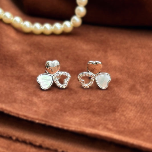 Triple Heart Set in Italian 92.5 Silver