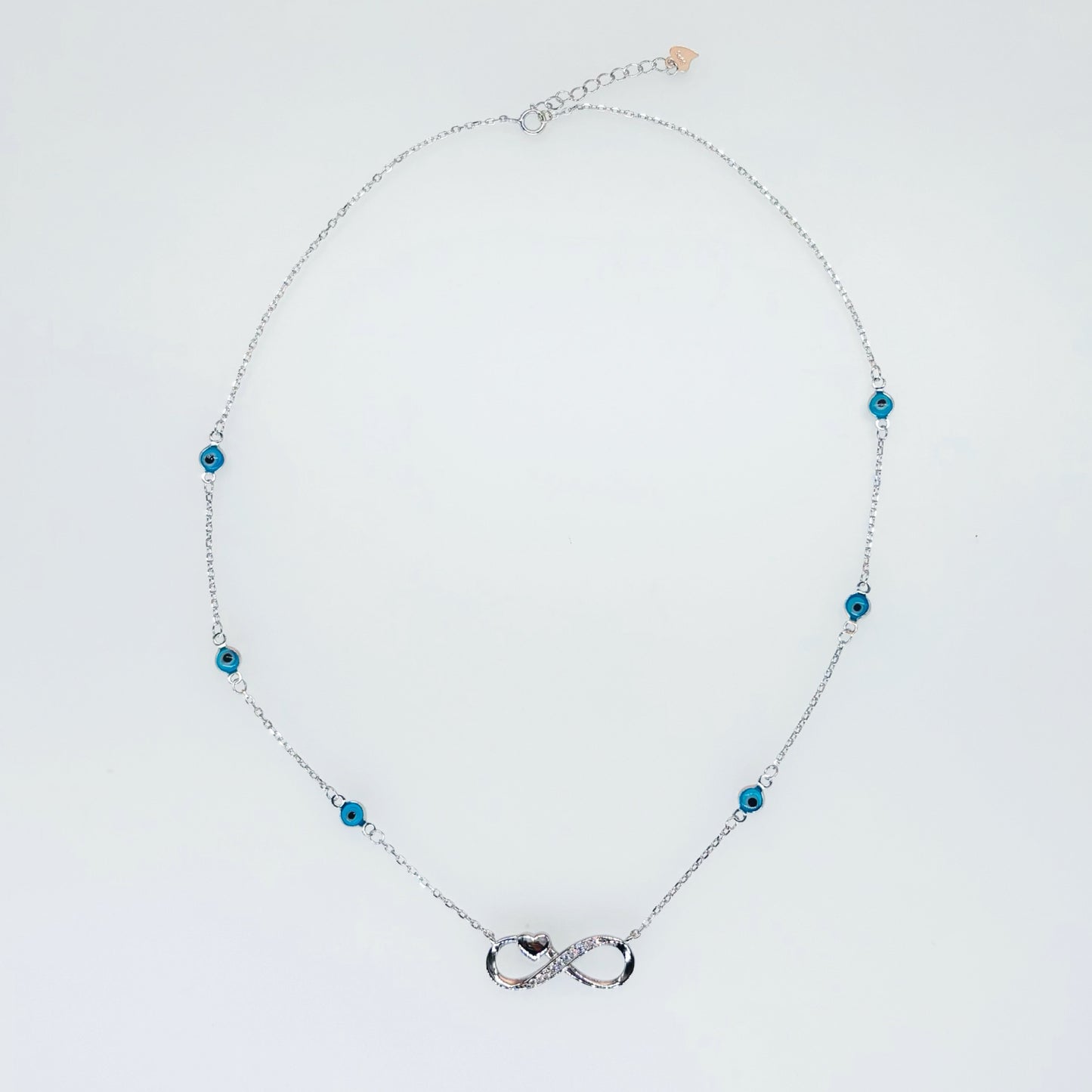 Infinity Heart Necklace in Italian 92.5 Silver