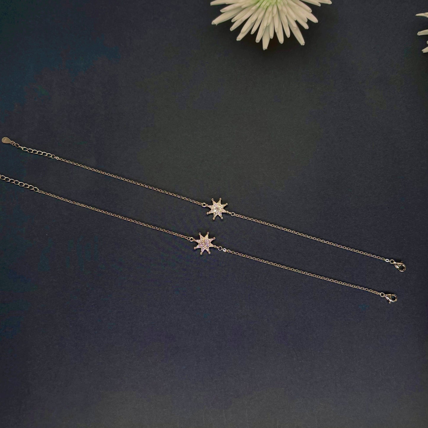 Celestial Starburst Anklet in Italian 92.5 Silver