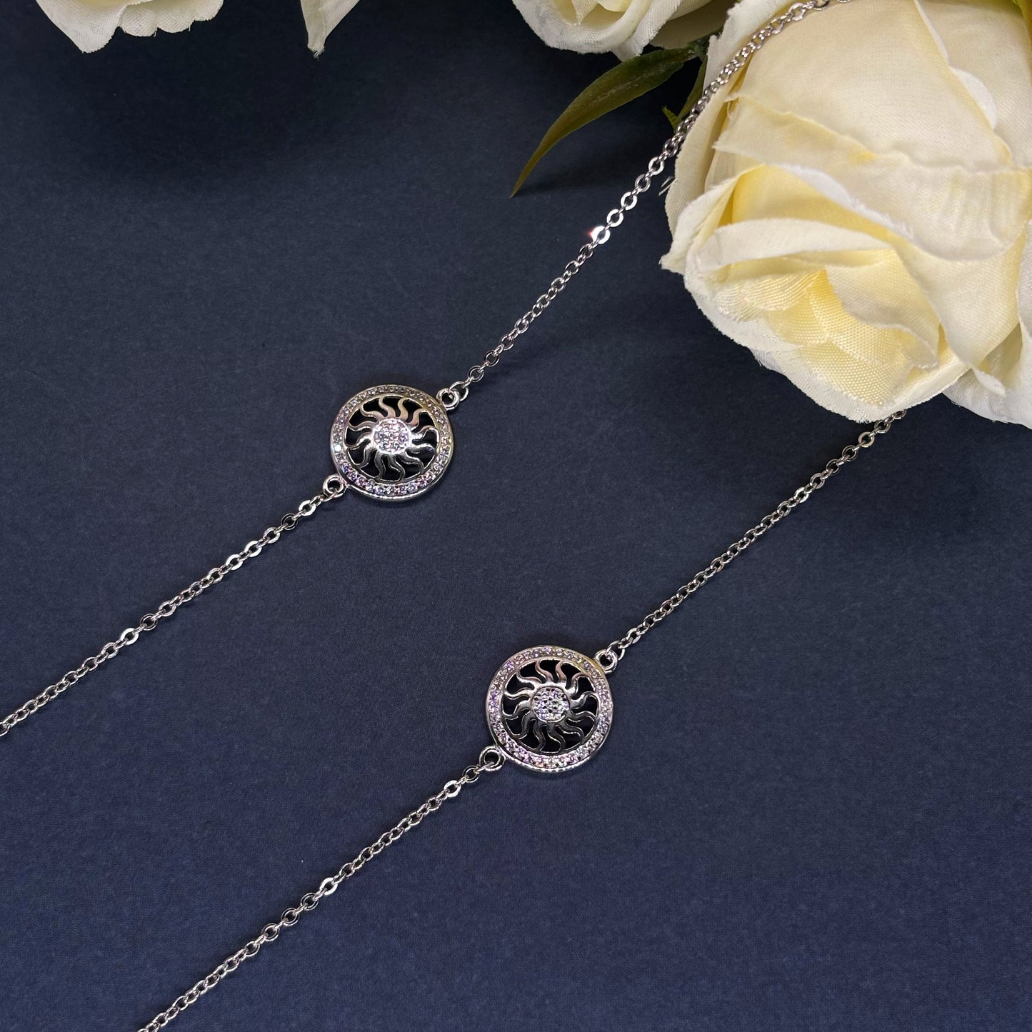 Radiant Sunburst Anklet in Italian 92.5 Silver