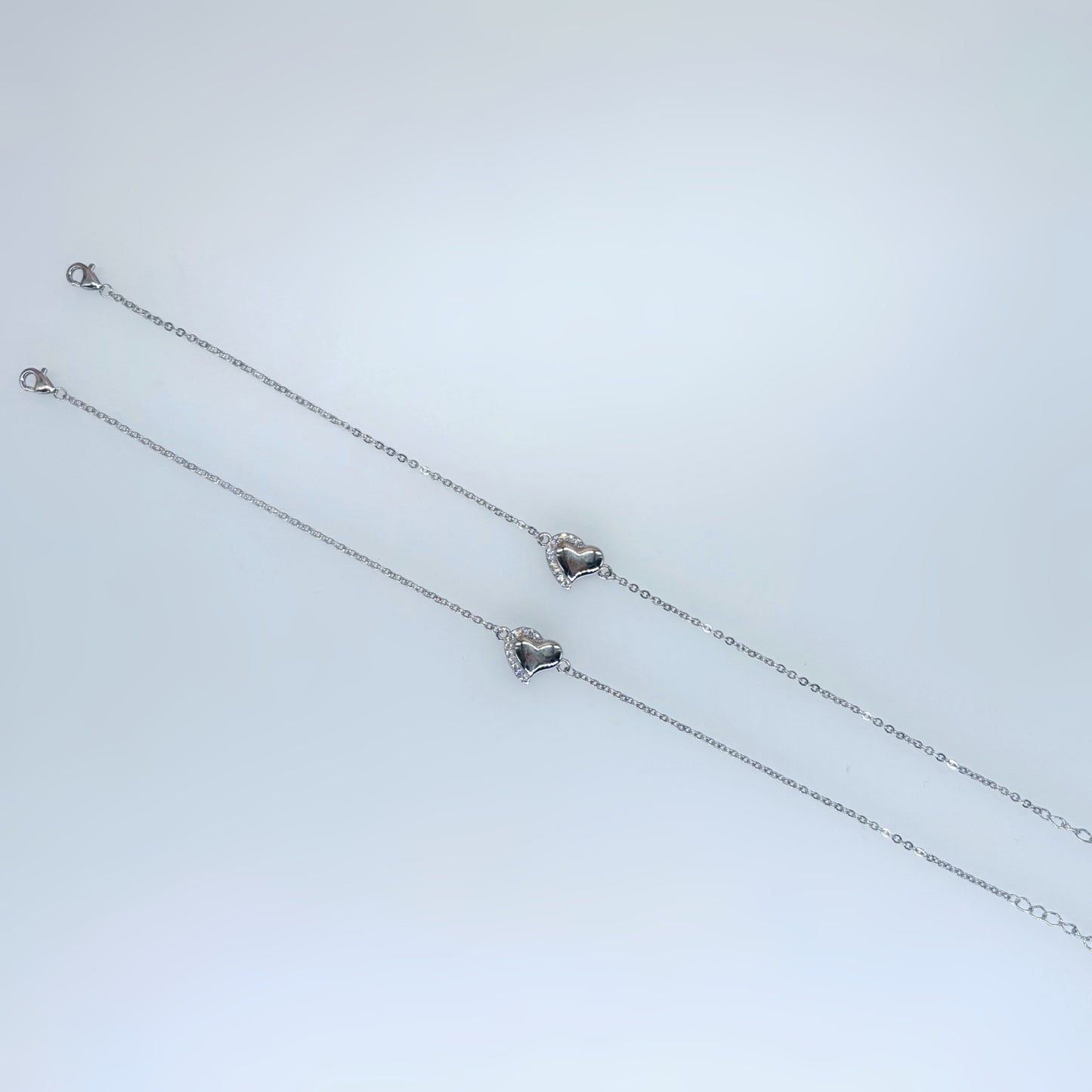 Elite Heart Charm Anklet in Italian 92.5 Silver