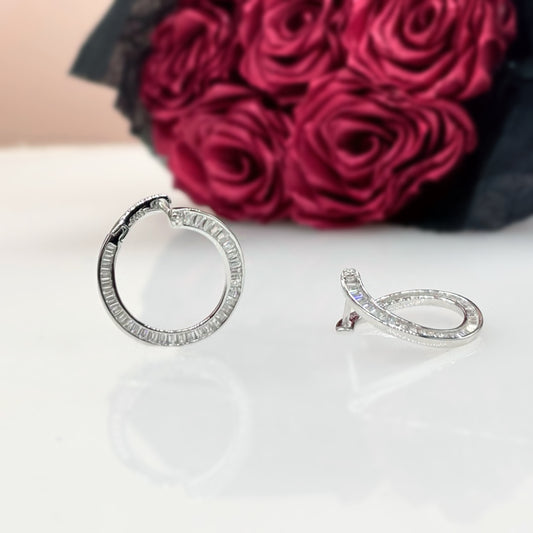 Eternal Radiance Baguette Hoops – Italian 92.5 Silver Elegance