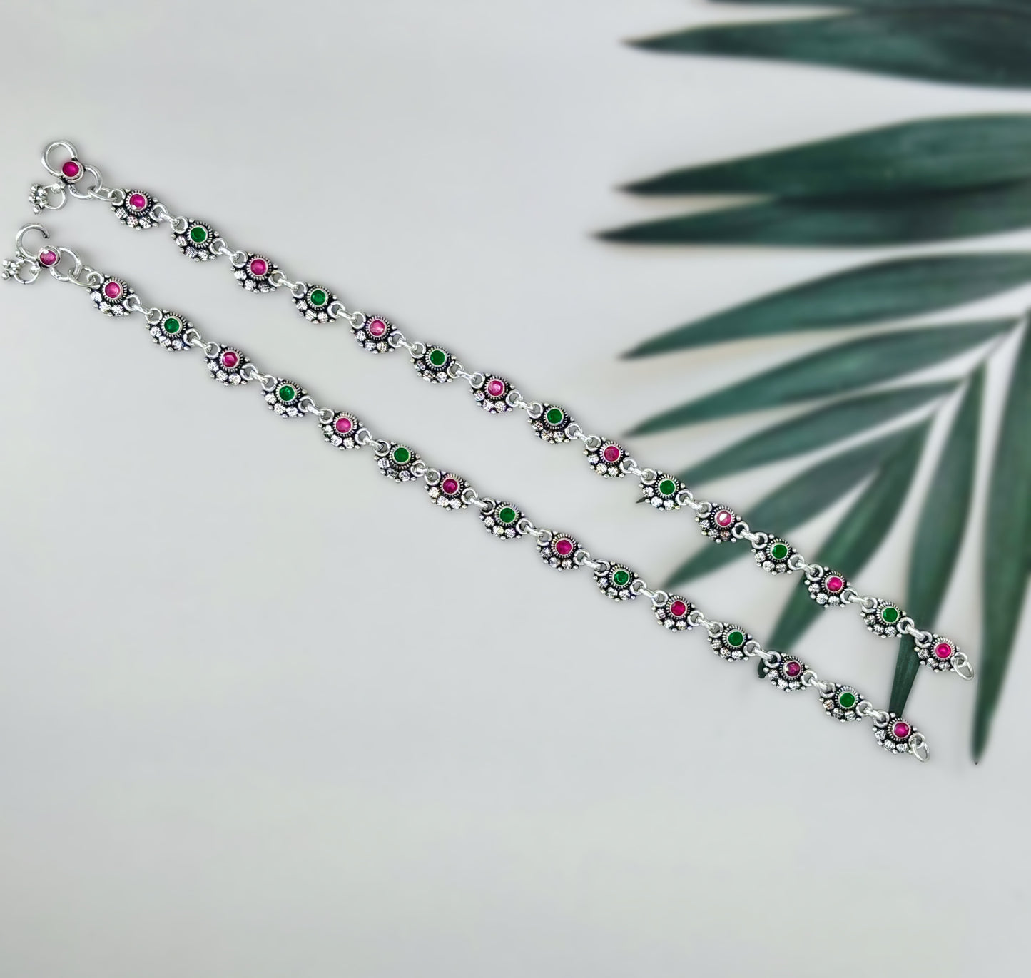 Half Round Payal with Cut Stone Detailing