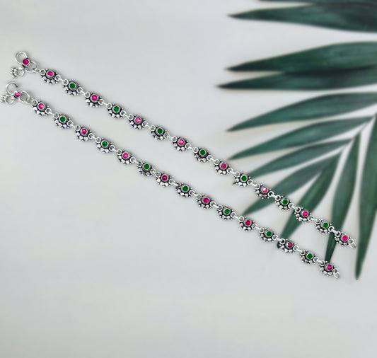 Half Round Payal with Cut Stone Detailing