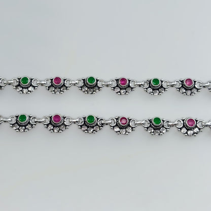 Half Round Payal with Cut Stone Detailing