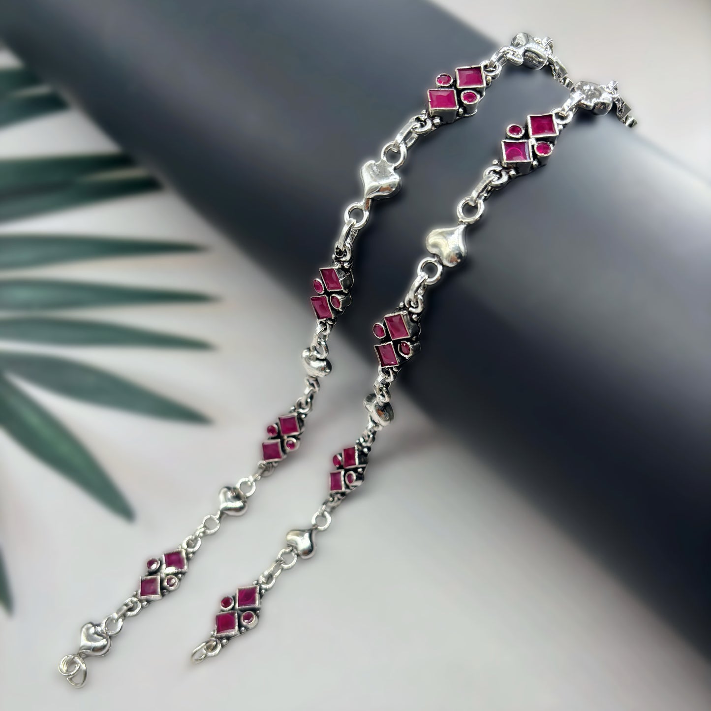 Red Cut Stone Anklet