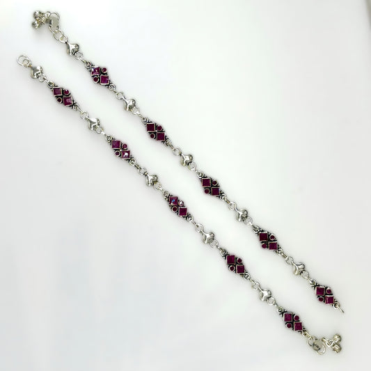 Red Cut Stone Anklet