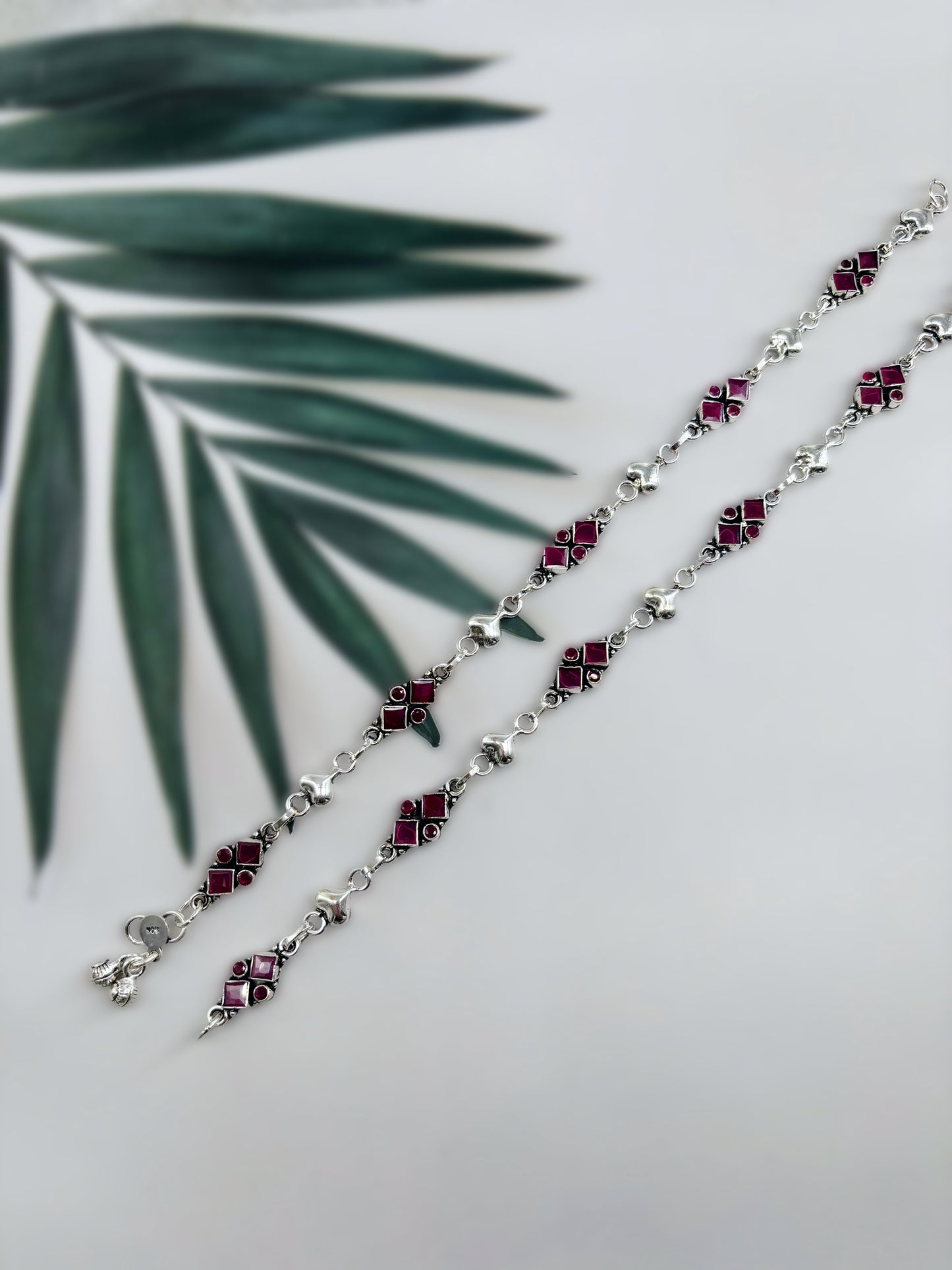 Red Cut Stone Anklet