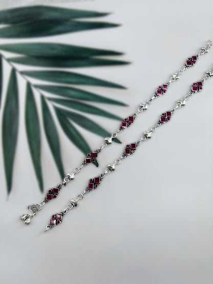Red Cut Stone Anklet