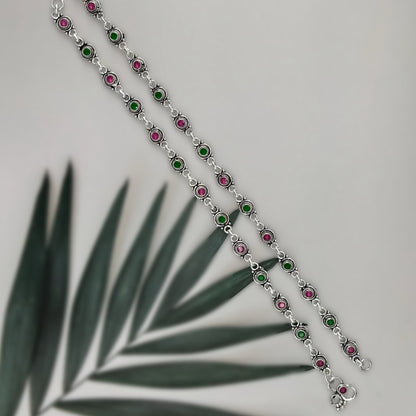 Round  Cut Stone Anklets