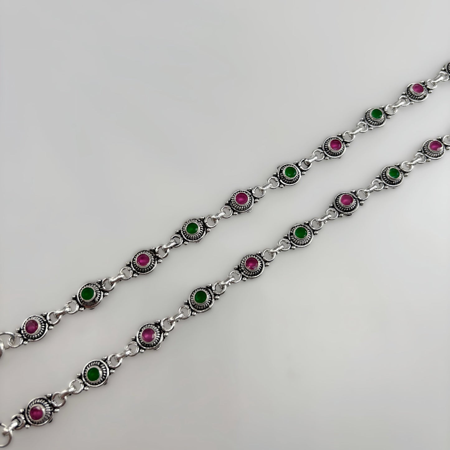 Round  Cut Stone Anklets