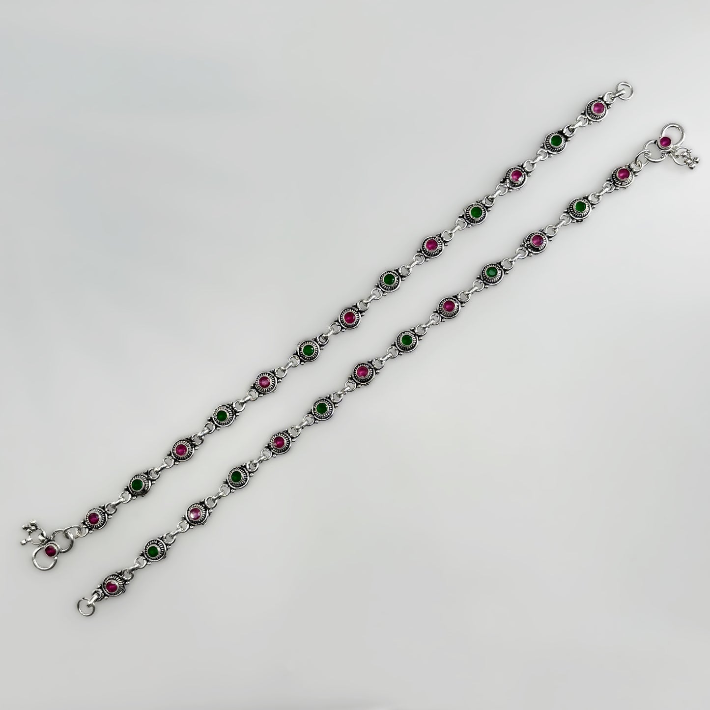 Round  Cut Stone Anklets