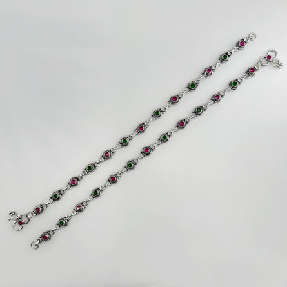 Round  Cut Stone Anklets