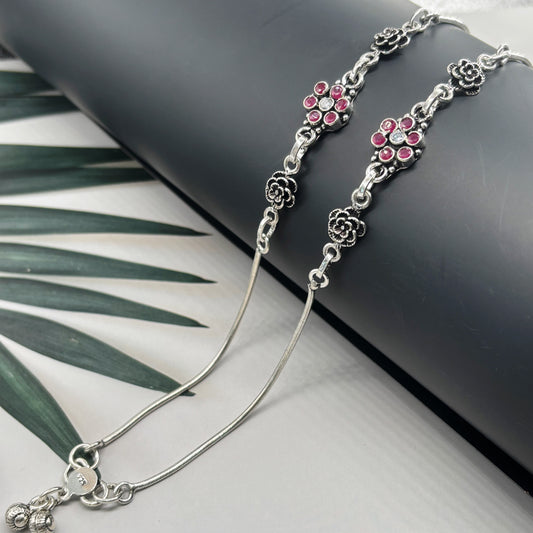 Rose Flower Red Stone Anklets