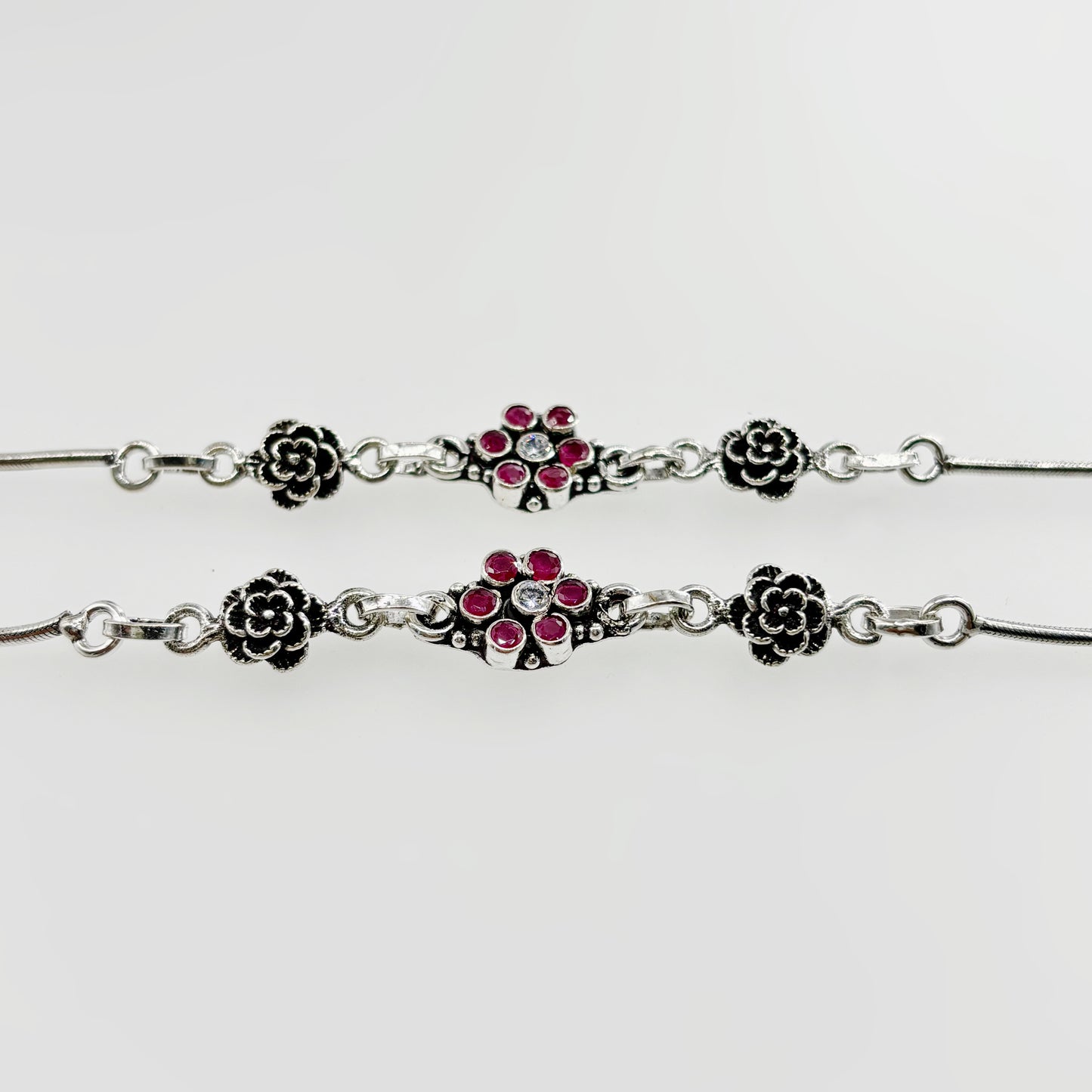 Rose Flower Red Stone Anklets