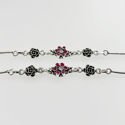 Rose Flower Red Stone Anklets