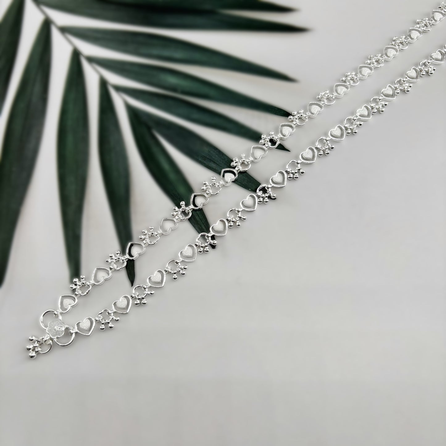 Heart Motif Silver Anklet