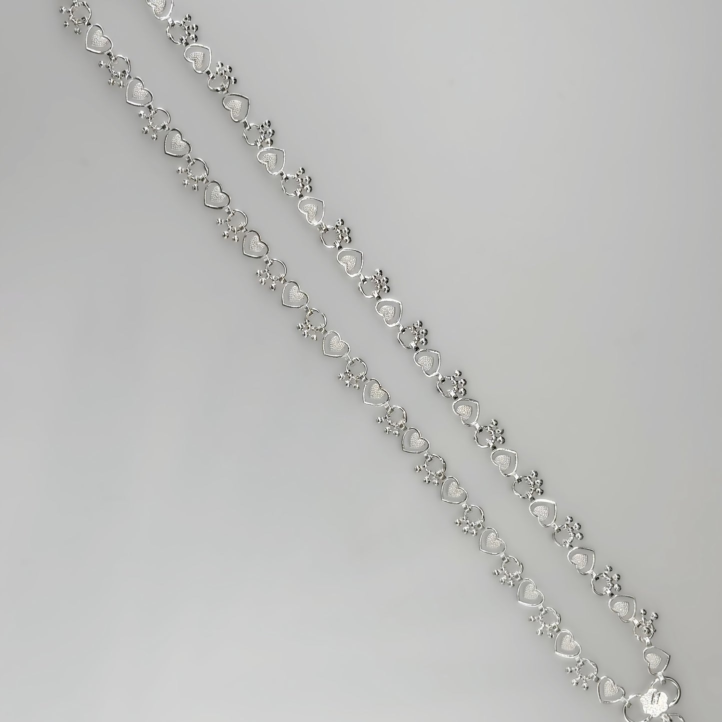 Heart Motif Silver Anklet