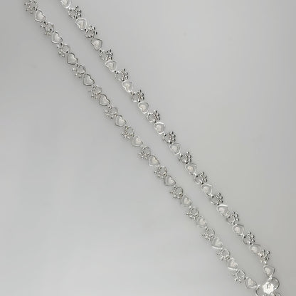 Heart Motif Silver Anklet