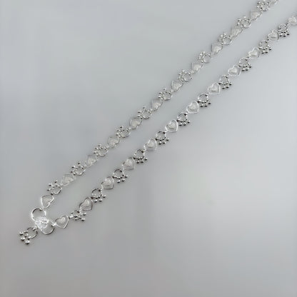 Heart Motif Silver Anklet