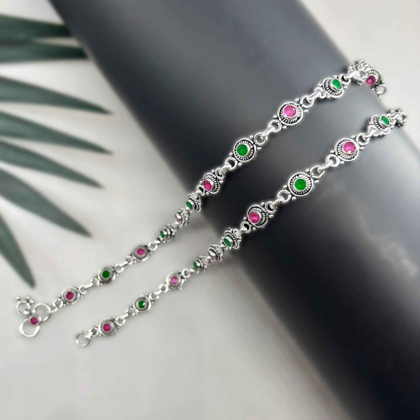 Round  Cut Stone Anklets