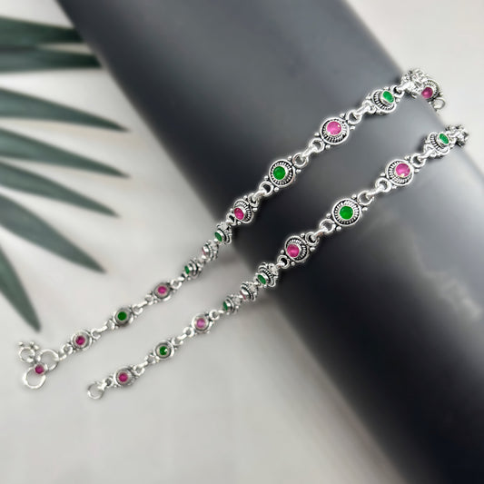 Round  Cut Stone Anklets