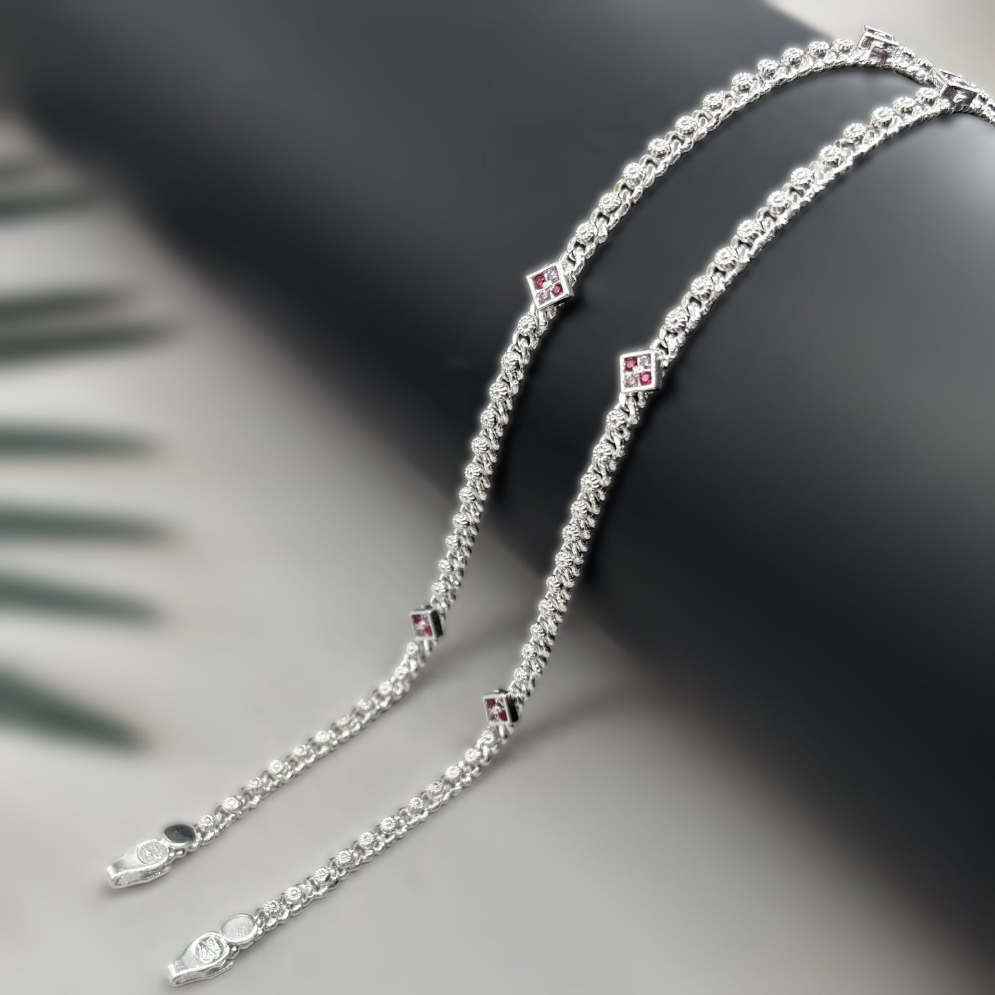 Elegant Silver Payal with Stone Accents