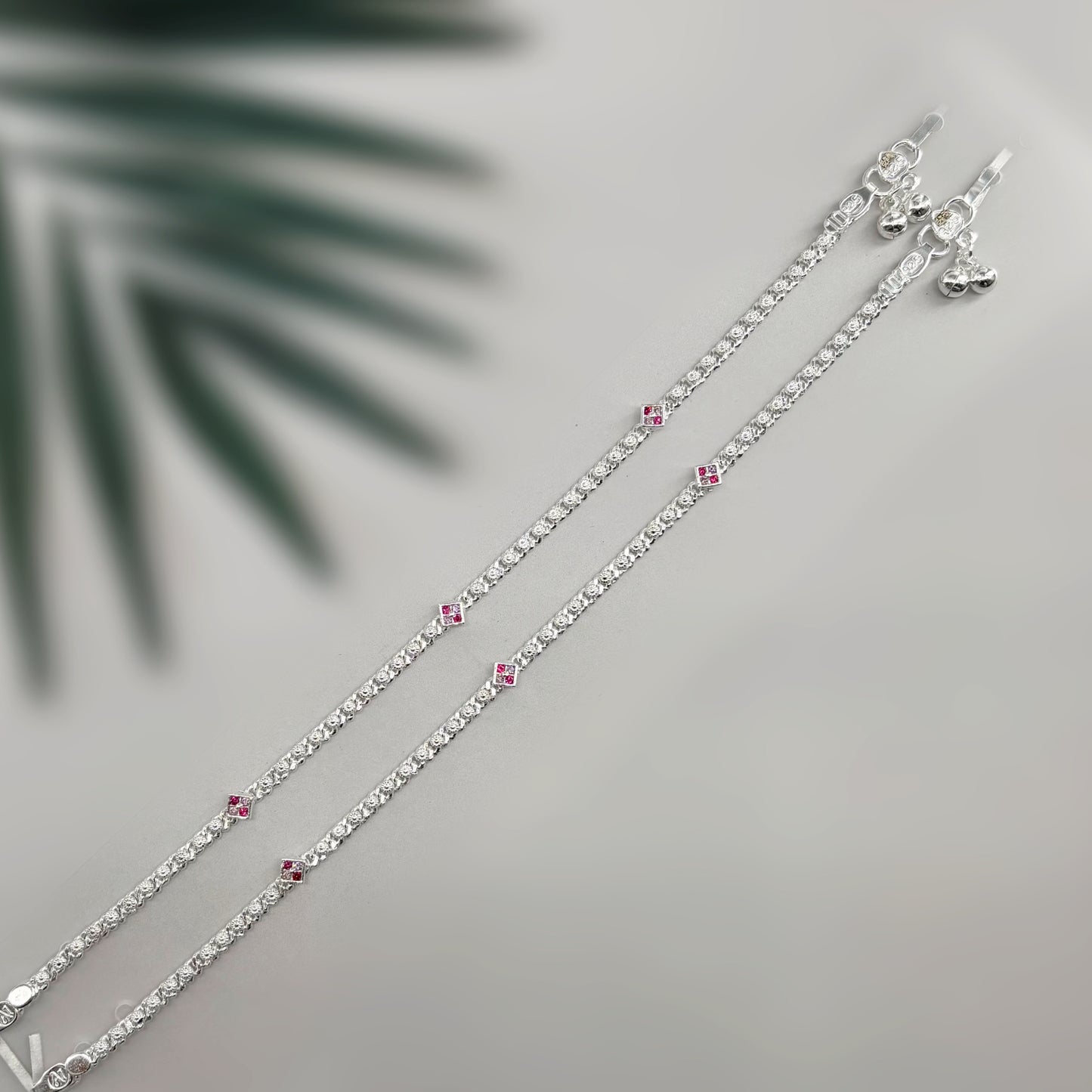 Elegant Silver Payal with Stone Accents