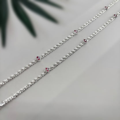 Elegant Silver Payal with Stone Accents