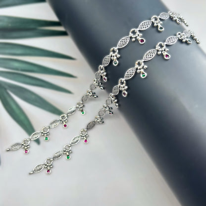 Handmade Oxidised Silver Payal