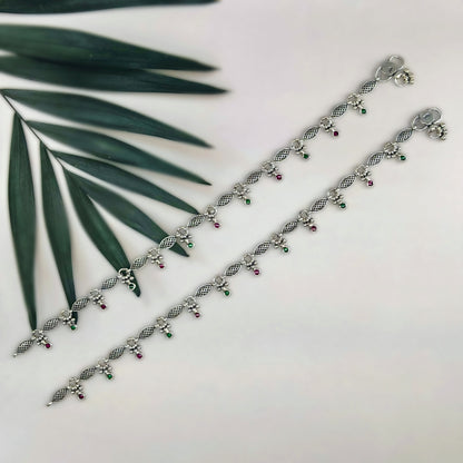 Handmade Oxidised Silver Payal