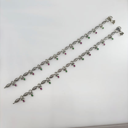 Handmade Oxidised Silver Payal