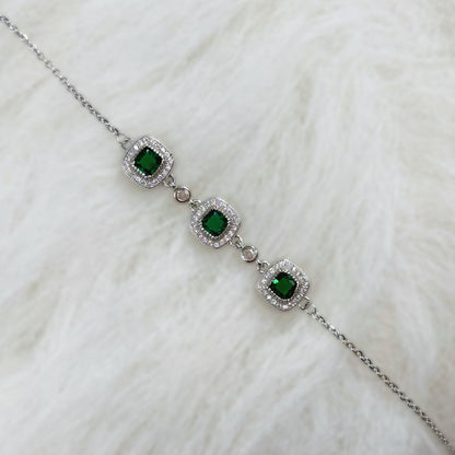 Emerald Majesty Cushion-Cut CZ Bracelet in Italian 92.5 Silver
