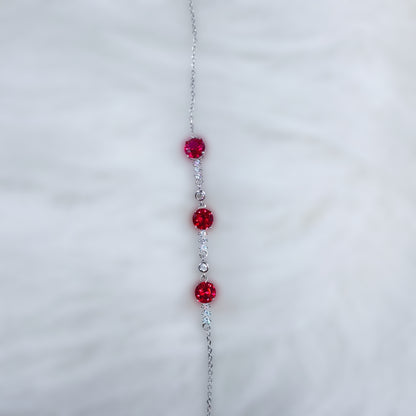 Crimson Radiance Trilogy Bracelet in Italian 92.5 Silver