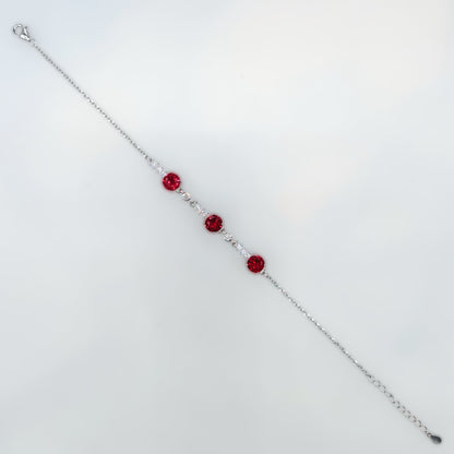 Crimson Radiance Trilogy Bracelet in Italian 92.5 Silver