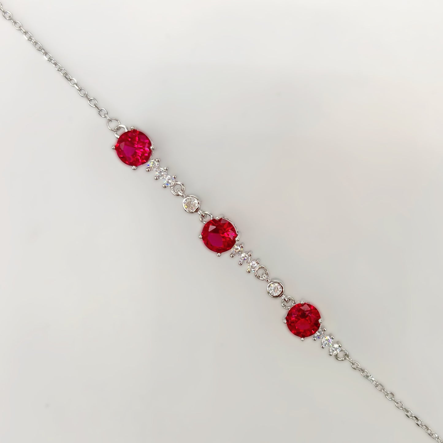 Crimson Radiance Trilogy Bracelet in Italian 92.5 Silver