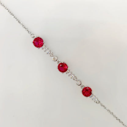 Crimson Radiance Trilogy Bracelet in Italian 92.5 Silver