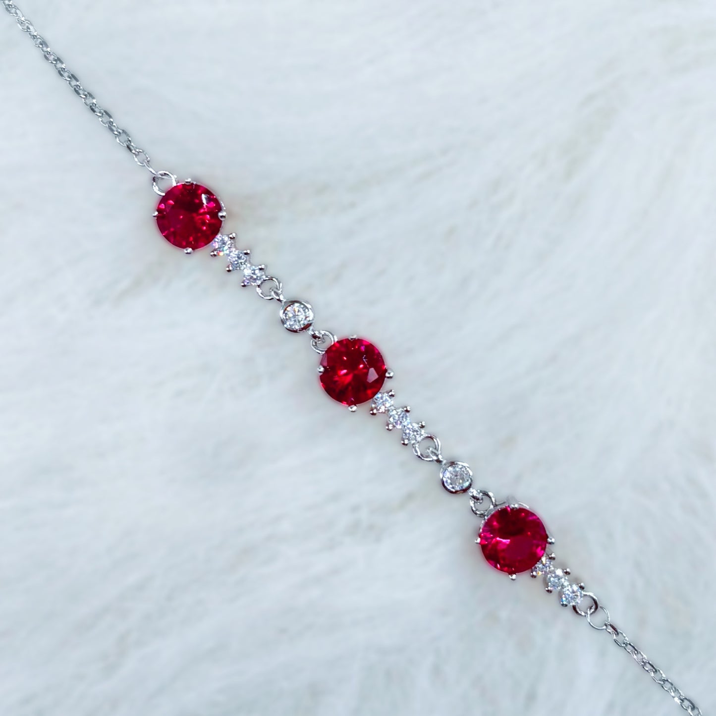Crimson Radiance Trilogy Bracelet in Italian 92.5 Silver