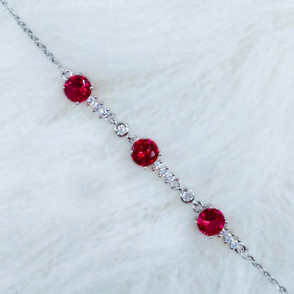 Crimson Radiance Trilogy Bracelet in Italian 92.5 Silver