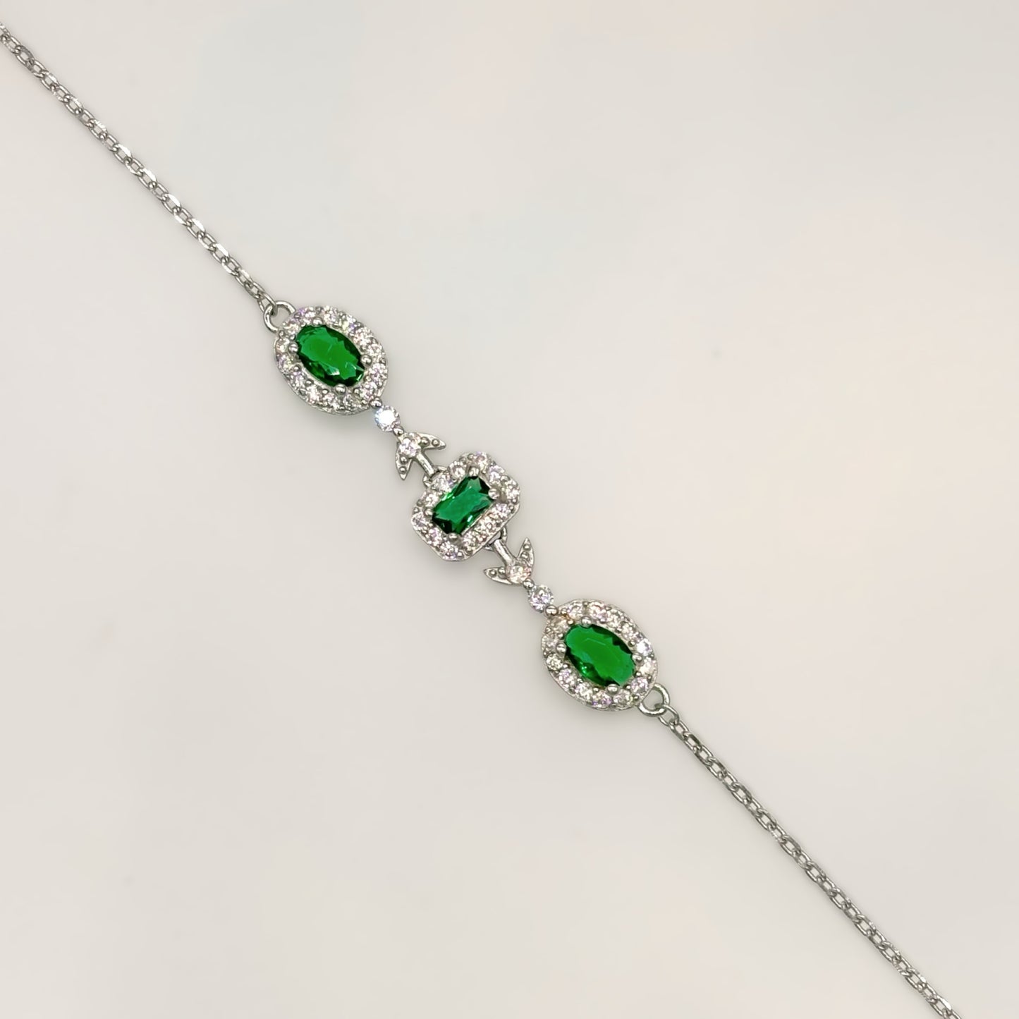 Imperial Emerald Trilogy Bracelet in Italian 92.5 Silver
