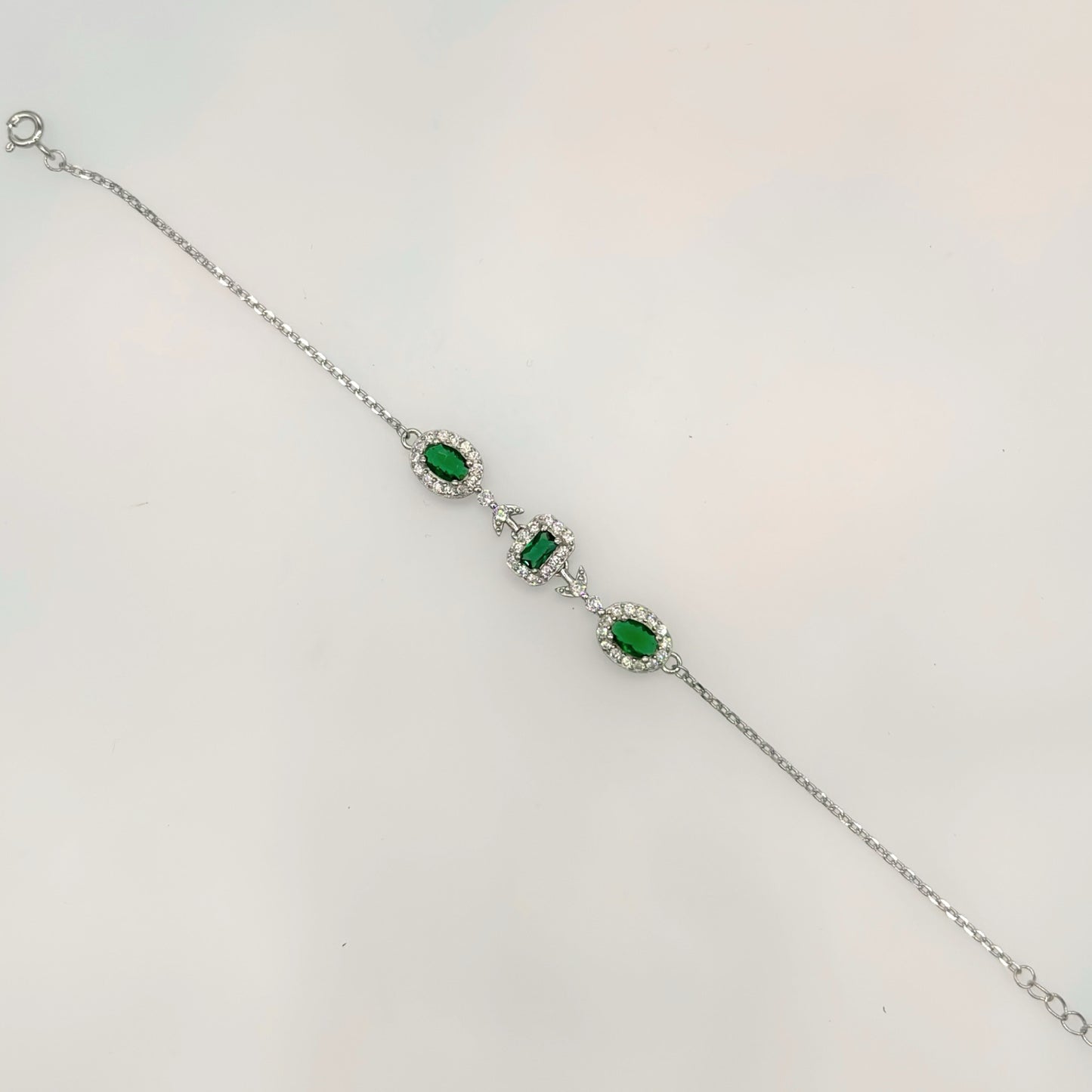 Imperial Emerald Trilogy Bracelet in Italian 92.5 Silver