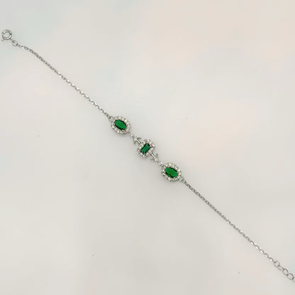 Imperial Emerald Trilogy Bracelet in Italian 92.5 Silver