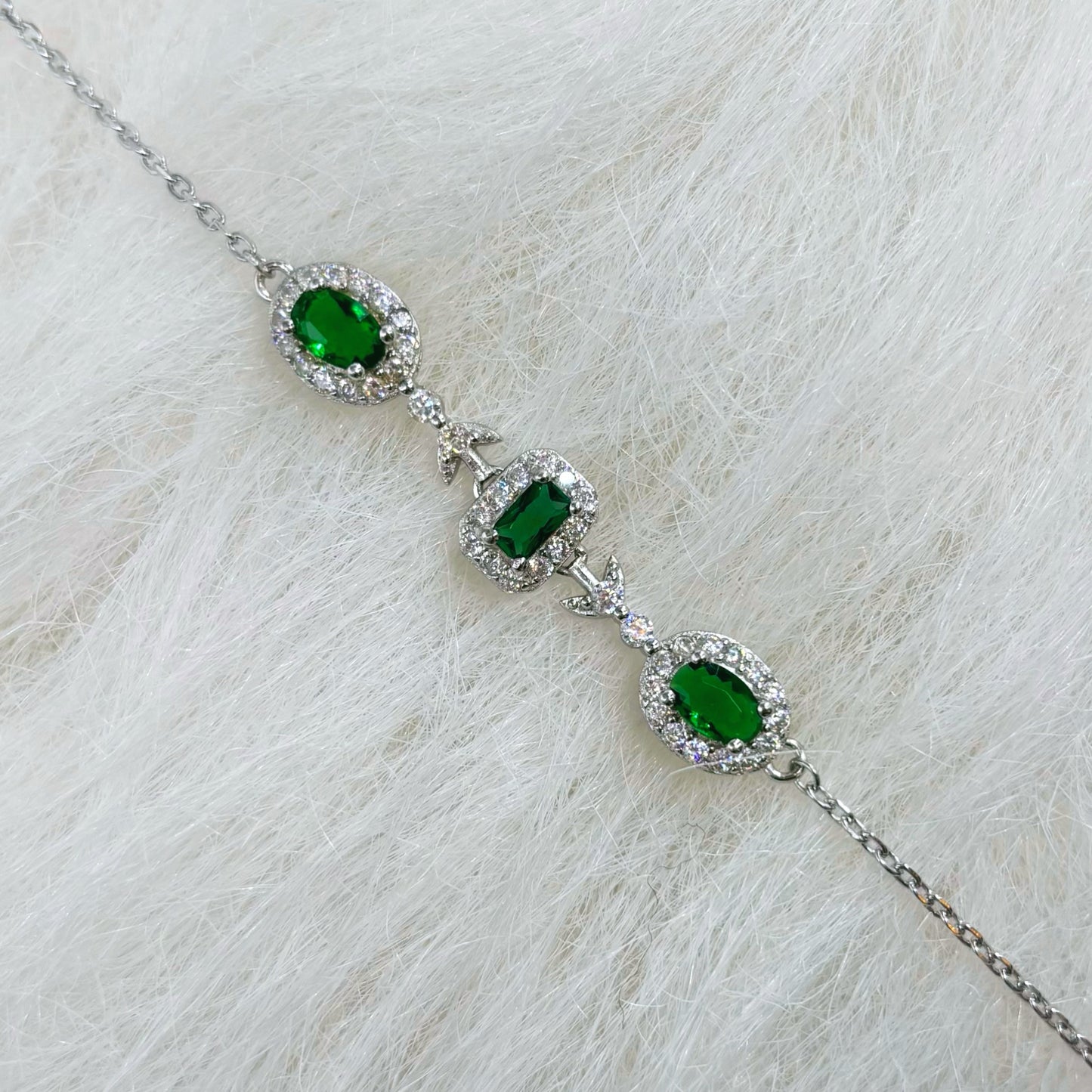 Imperial Emerald Trilogy Bracelet in Italian 92.5 Silver