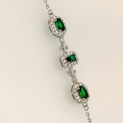 Imperial Emerald Trilogy Bracelet in Italian 92.5 Silver